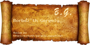 Borbáth Gergely névjegykártya